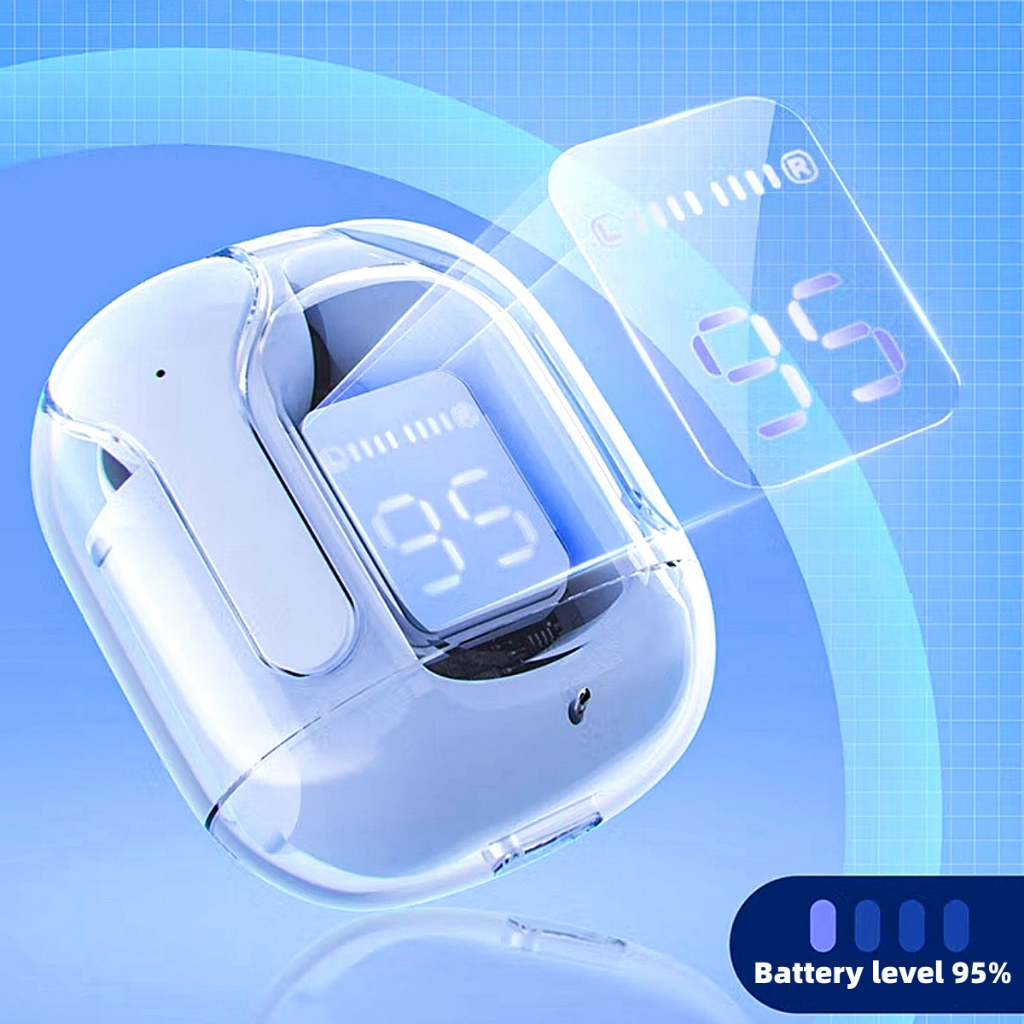 Tai nghe Bluetooth không dây trong tai có Air31 trong suốt, điều khiển cảm ứng và micrô, hỗ trợ giảm tiếng ồn