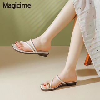Magicime Flat Dép Flip-Toe Nữ 2024 Phong Cách Mới Mùa Hè Với Váy Tất Cả Trận Đấu Bãi Biển Trong Nhà