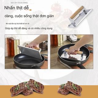 Smash Burger Press Cast Iron Grill Meat Press Máy ép thịt chống dính hạng nặng có tay cầm bằng gỗ cho lò nướng qiazhilvn