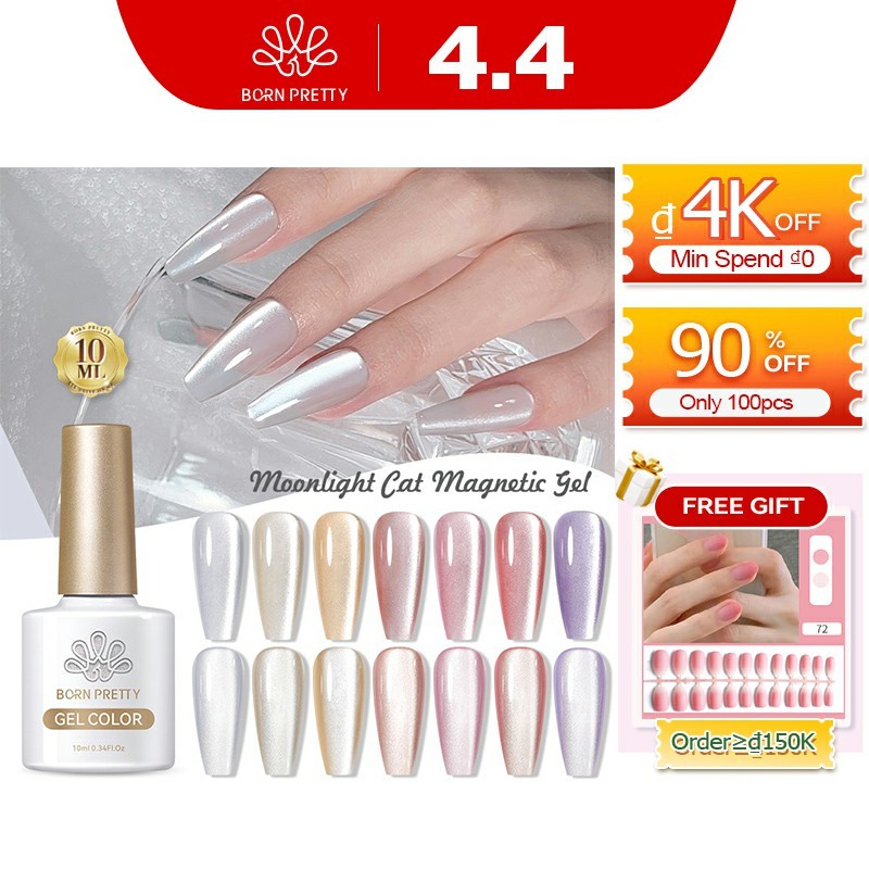 BORN PRETTY Gel Sơn Móng Từ Tính Màu Bạc Lấp Lánh Hình Mèo 10ml
