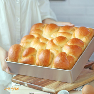 Chảo nướng chefmade có giá, chảo bánh bát đĩa sâu vuông chống dính 11 inch có giá để nướng bánh, bbq, jelly roll và rang wk811
