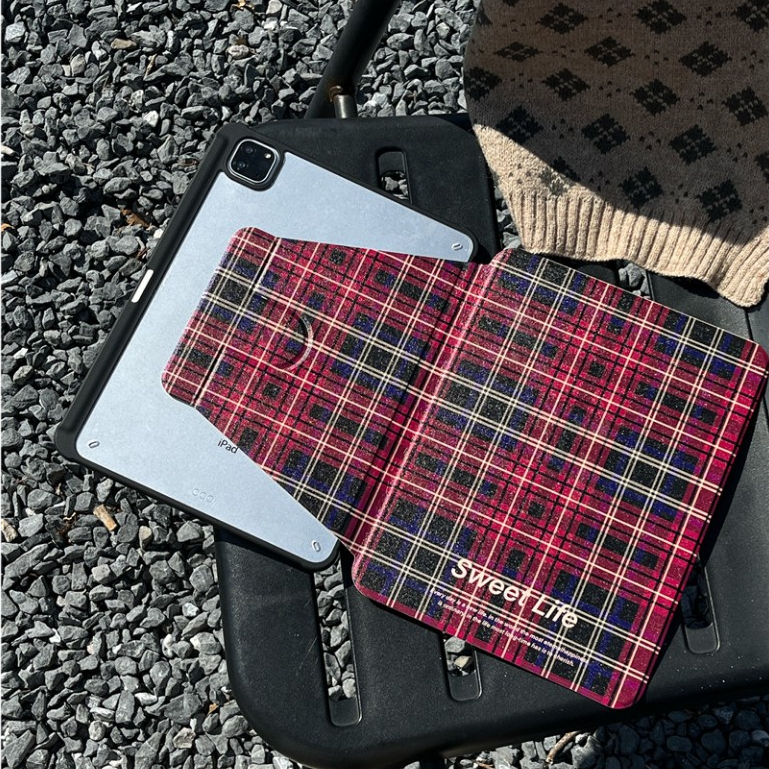 Kẻ sọc vàng đỏ cá tính INS 360° Xoay Giá Đỡ Cho IPad10.2 Vỏ Ipad10th 5th Cover Mini6 Case IpadAir2 Cover Air4 / 5 10.9 Vỏ Chống Rơi Pro11 / ipad12,9 Vỏ Chống Uốn