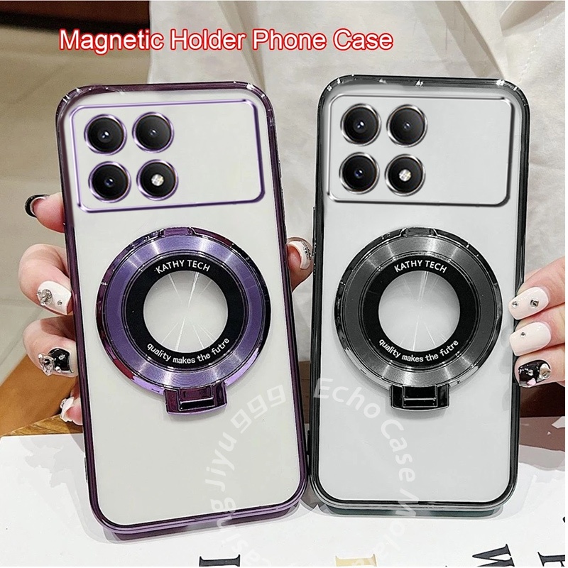 Ốp điện thoại Xiaomi POCO X6 Pro M6 Pro POCOX6 5G Vỏ mềm trong suốt Giá đỡ sạc từ tính Vỏ chống sốc