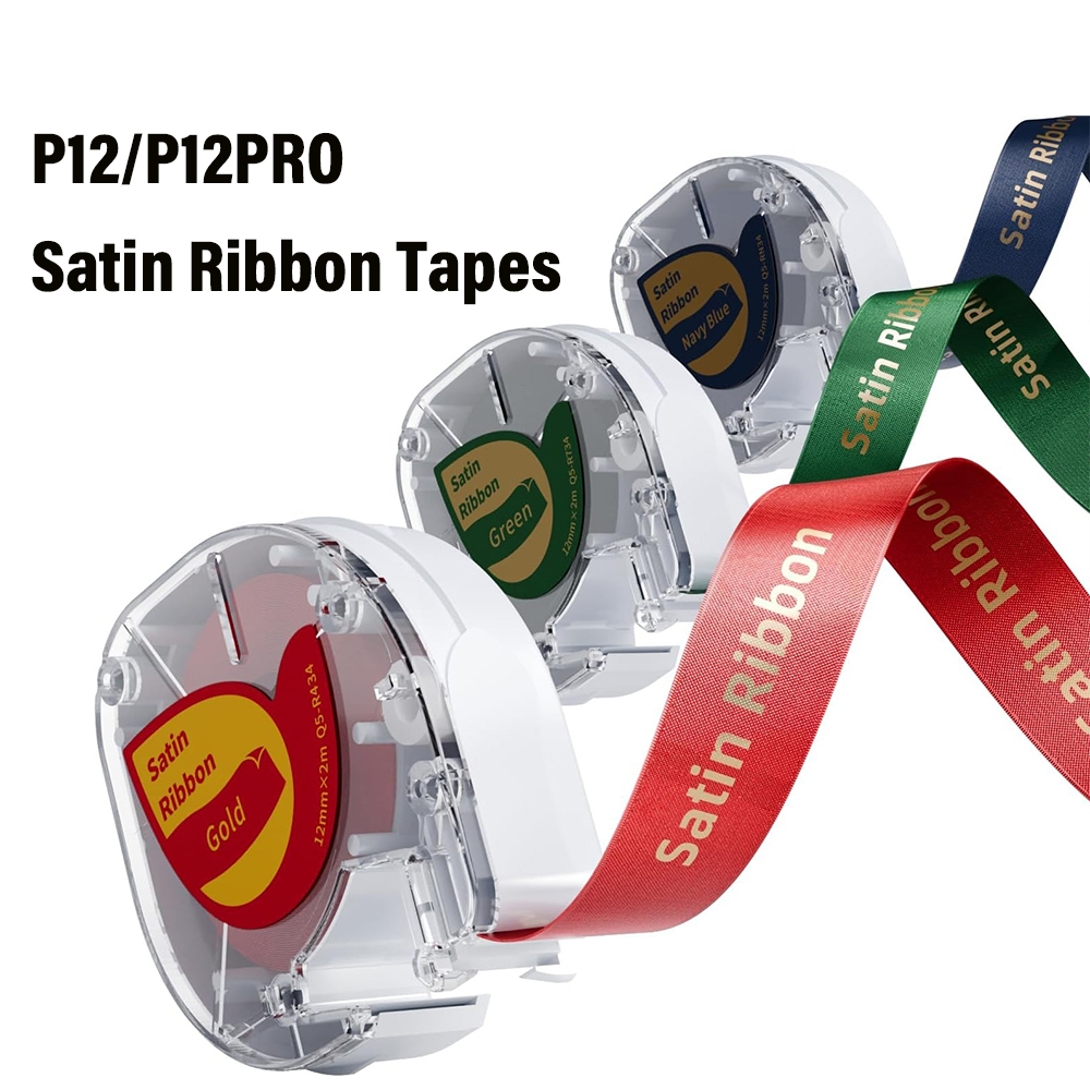 Phomemo Nhiều Màu Sắc Satin Ruy Băng Nhãn Máy Làm / Đổ Lại Cho Máy In Nhãn P12 / P12 Pro, 12mm x 2m