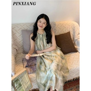 Pinxiang Nữ phong cách mới phong cách Trung Quốc mới nở hoa váy cổ dây độc đáo