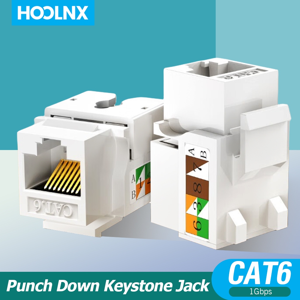 Hoolnx CAT6 Keystone Jack Chèn 1 / 5 / 10 Gói, 90° Bộ chuyển đổi Jack Keystone Punch Down-Milky