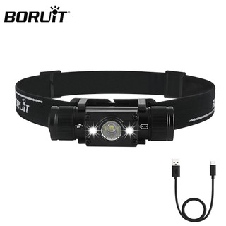  Đèn pha LED BORUiT HP300 L2 7 chế độ Đèn pha mạnh mẽ Type-C có thể sạc lại 18650 Đèn pin chống nước để cắm trại săn bắn 