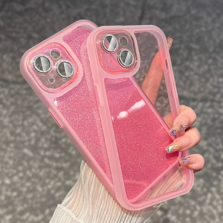 【Gillter lens Film/2 in 1/Hard case/Pink】ốp lưng compatible for iPhone 11 12 13 14 15 pro max case