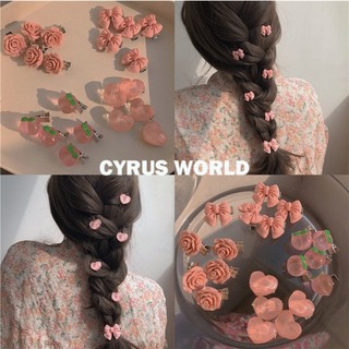 CYRUS WORLD Kẹp Tóc Màu Hồng Mềm Cô Gái Dễ Thương Đào Kẹp Tóc Phong Cách Ngọt Ngào Camellia Ren Kẹp Nơ Mũ Đội Đầu Phụ Kiện Tóc