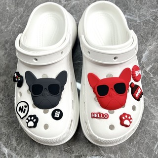 Con chó đeo kính râm sticker dép crocs charm crocs jibbitz để trang trí dép chữ h crocs dép lê dép tổ ong