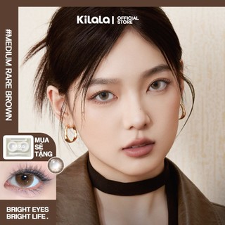 Kính áp tròng Kilala màu nâu Medium Rare Brown lens cận 6 tháng DIA 14.2mm có độ (0-8) 1 cặp