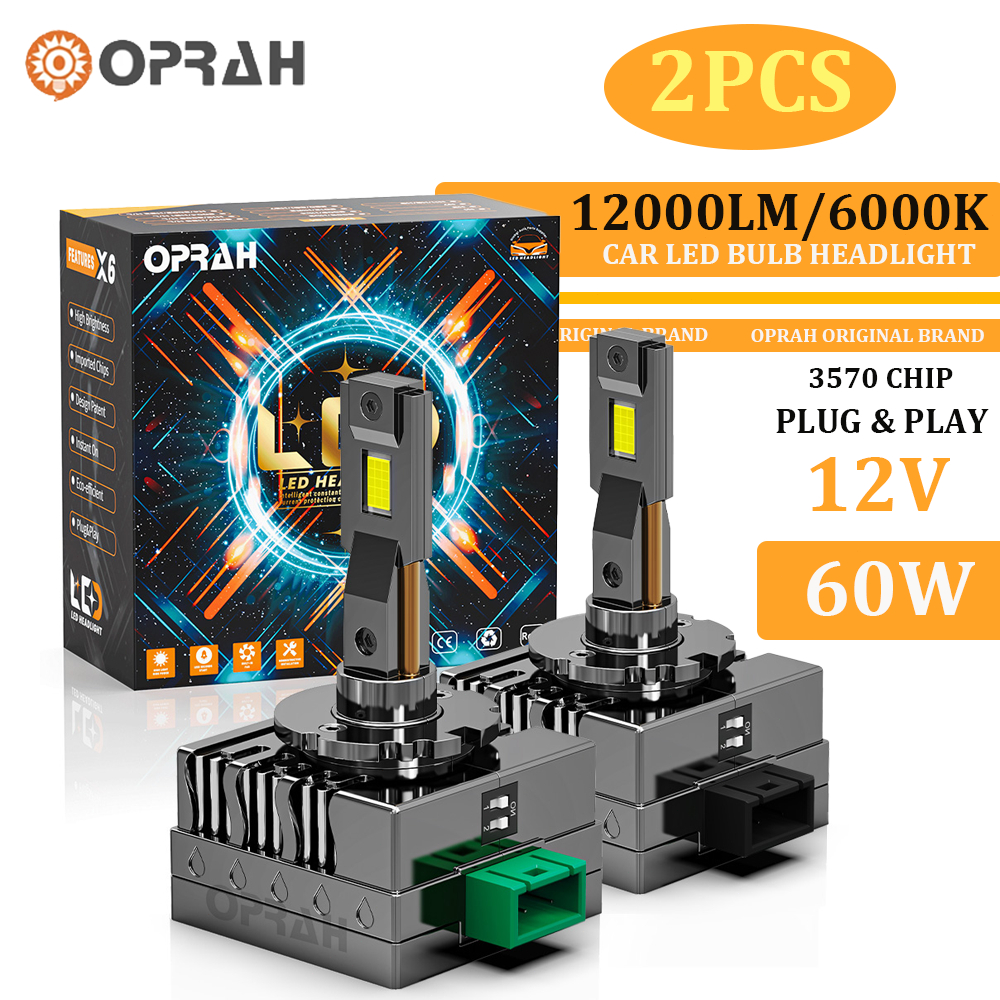 [2 CÁI] Bóng đèn pha ô tô LED 12000LM D3S công suất cao D1S D2S D4S D5S D8S Đèn Turbo 6000K 76W Bộ c