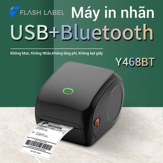 Khu vực hcm máy in nhiệt label printer flashlabel y468 thermal printer usb+bluetooth in khổ a6 in đơn hàng, phiếu gửi, barcode, logo tự dán