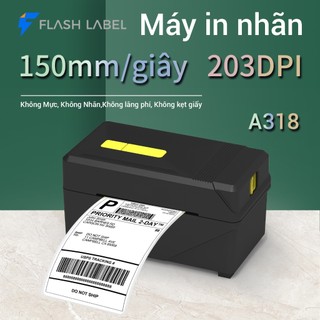 Khu vực HN Máy In Nhiệt Thermal Label Printer FlashLabel A318 In Khổ A7 In Đơn Hàng, Phiếu Gửi, Barcode, Logo Tự Dán