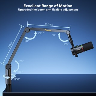 Maono BA91 Micro Boom Arm Stand Micrô treo Boom Scissor Arm Stand cho Podcast chuyên nghiệp, Studio, Micro
