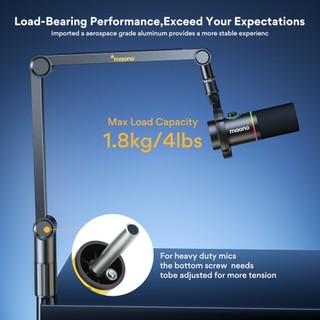 Maono BA91 Micro Boom Arm Stand Micrô treo Boom Scissor Arm Stand cho Podcast chuyên nghiệp, Studio, Micro