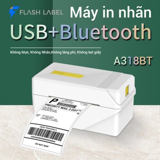 Máy In Nhiệt Thermal Label Printer FlashLabel A318 USB+Bluetooth In Khổ A7 In Đơn Hàng, Phiếu Gửi, Barcode, Logo Tự Dán