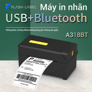 Khu vực HN Máy In Nhiệt Thermal Printer Label Printer FlashLabel A318 USB+Bluetooth In Khổ A7 In Đơn Hàng, Phiếu Gửi, Minicode, Logo Tự Dán