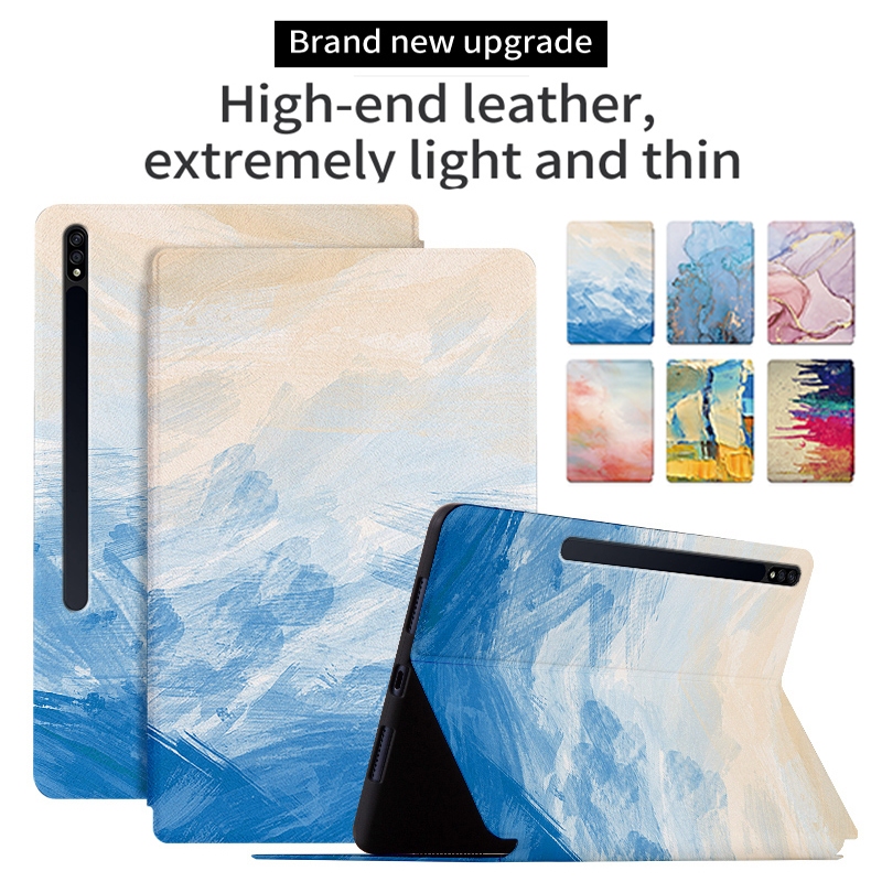 Dành Cho Samsung Galaxy Tab S9 FE Plus S9 + FE + SM-X610 SM-X616B SM-X510 SM-X516B SM-X810 SM-X816 SM-X818 SM-X710 SM-X716 Vỏ Bảo Vệ Máy Tính Bảng Tranh Sơn Dầu Nhiều Màu Sắc Flip Stand Cover