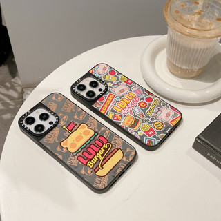 Casetify Miếng dán lợn Hamburger Mirror acrylic ốp điện thoại cho iphone 16 Pro Max 15 Pro Max 15 Plus 14 Pro Max 14Plus i14 13 Pro Max i11 i13 13pro 12 Pro Max Vỏ bảo vệ
