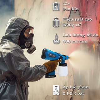 Máy phun sơn không dây Cho Makita 18v, súng phun sơn điện với hộp đựng 1000ml, 3 chế độ