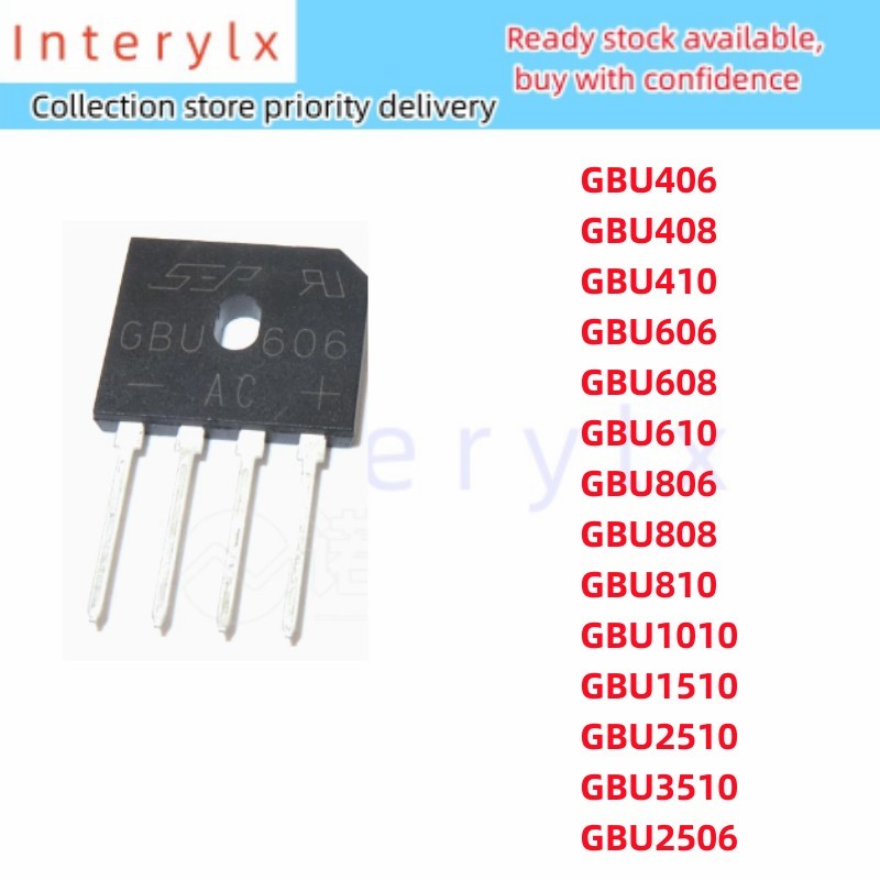 5 Cái / lốc GBU1510 GBU2510 GBU3510 Bộ Chỉnh Lưu Cầu Lò Phản Ứng 15A 1000V DIP4 GBU406 408 410 606 6