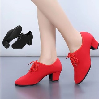 Size 34-41 5cm thủy thủ giày khiêu vũ nữ oxford gót giữa gót đỏ gót vuông khiêu vũ tình bạn vũ nam