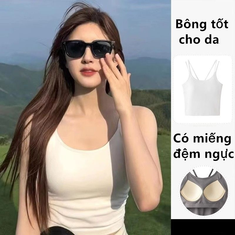 【WANG JIAO ZHAN】(Chất liệu 100% bông)  Áo yếm ngắn tay có đệm thời trang dành cho nữ Có miếng đệm ngực【2023】 | BigBuy360 - bigbuy360.vn
