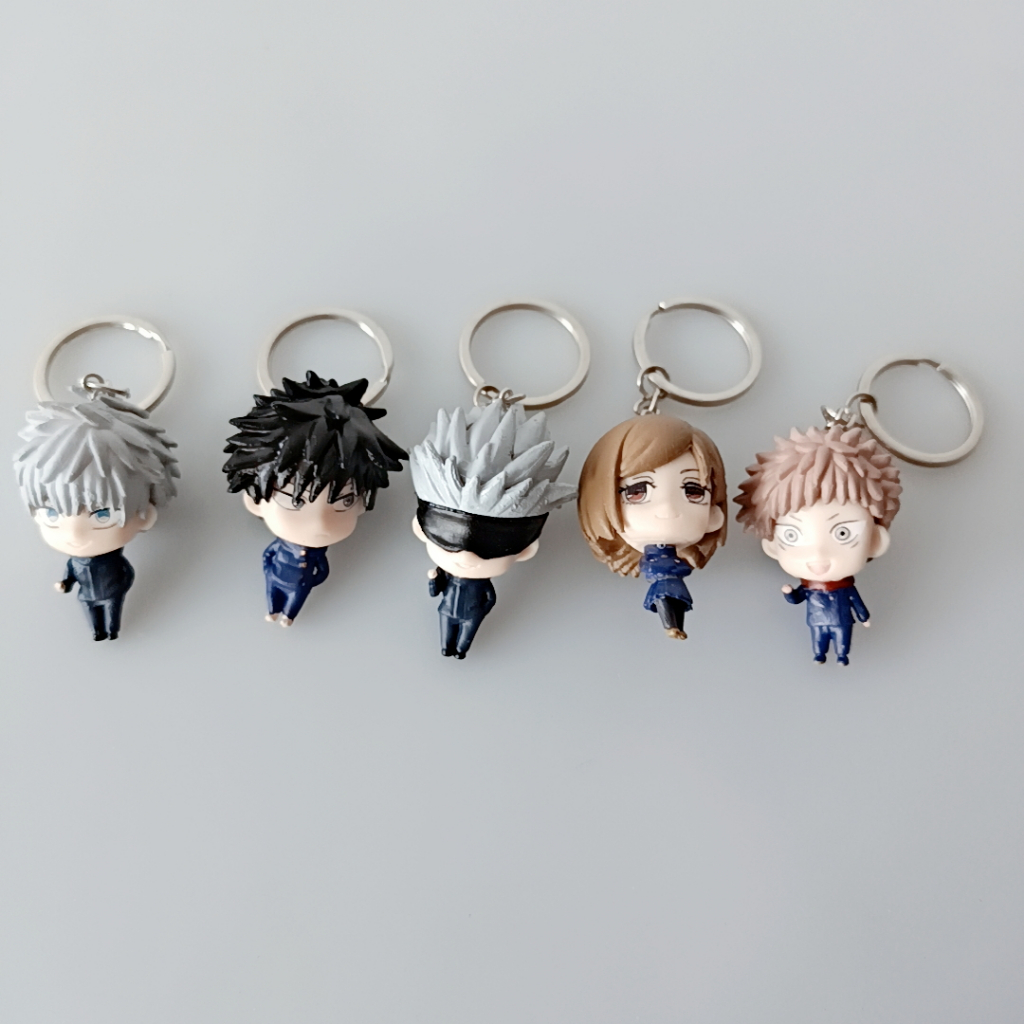 5 Chiếc 4cm Anime Jujutsu Kaisen Hình Mặt Dây Chuyền Móc Khóa Itadori Yuji Gojo Satori Fushiguro Megumi Kugisaki Kawaii Đồ Chơi Trang Trí Ô Tô Mô Hình PVC Quà Tặng