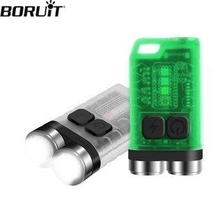 BORUiT V3 LED Móc Khóa Đèn Pin Di Động Đèn Làm Việc Type-C Sạc Mini Đèn Pin Có Nam Châm UV Cắm Trại Bỏ Túi Đèn Lồng