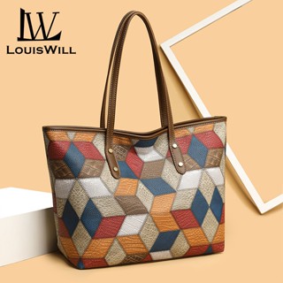 Túi xách nữ LouisWil Túi Tote Túi đeo vai Túi đeo chéo Messenger Phong cách Bohemian Nối tương phản Thiết kế khóa công suất lớn In cổ điển Dây đeo vai có thể điều chỉnh Dây kéo