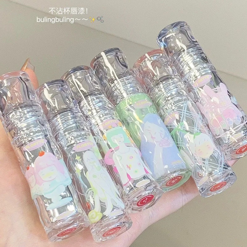 FLORTTE Chống Thấm Nước Son Bóng Dưỡng Ẩm Son Môi Men Không Dễ Dính Áo Mưa Son Môi