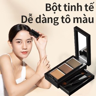 Bột Lông Mày Ba Màu Ouyili Trang Điểm Chuyên Nghiệp Lâu Dài Không Phai Màu Tự Nhiên Tinh Tế Hộp Vuông Nhỏ Chống Thấm Nước Chống Mồ Hôi Mũi Chống lem