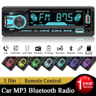 Máy nghe nhạc mp3 1din kết nối bluetooth kèm điều khiển từ xa hỗ trợ aux / usb / tf cho xe hơi