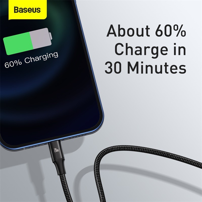 Cáp dữ liệu sạc nhanh Baseus 3 trong 1 USB Type C 20W PD Type-C sang C + L + C | BigBuy360 - bigbuy360.vn