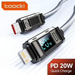 Cáp sạc nhanh Toocki PD 20W Type C sang 1OS Cáp dữ liệu nhanh 480Mbps Cáp vỏ hợp kim kẽm có màn hình kỹ thuật số Led