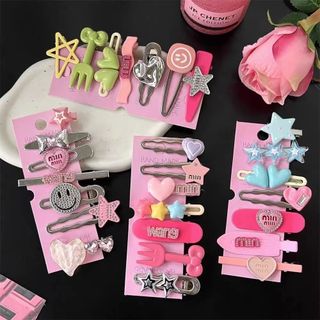 Kẹp Mỏ Vịt Phụ Kiện Tóc Bộ Kết Hợp Bảy Mảnh Kẹp Tóc Dopamine Phụ Kiện y2k Kẹp Tóc Nữ Ngôi Sao Năm Cánh Kẹp Mũ Đội Đầu Nổ Kẹp Màu