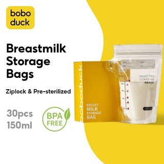 Set 30 túi đựng sữa mẹ Boboduck có khóa zip dung tích 200ml bảo quản an toàn tiện dụng