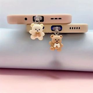 cute phone charm gấu nâu dây móc điện thoại iphone móc khoá nút bịt chống bụi cổng sạc dây đeo dễ thương  dây trang trí phụ kiện điện thoại dây treo