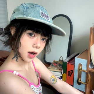 Nhật Bản Thường Ngày Viền Phẳng Đạt Đỉnh Mũ Nam Retro Bông Tai Kẹp Cao Bồi Năm Mảnh Mũ Thời Trung Cổ Niche Thiết Kế Mũ Bóng Chày Fe