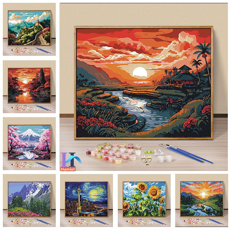 Hamlet【30*40cm】phong cảnh/Tranh sơn dầu số hóa /Tranh Số Hoá / tranh tô màu theo số/ Quà tặng tự làm