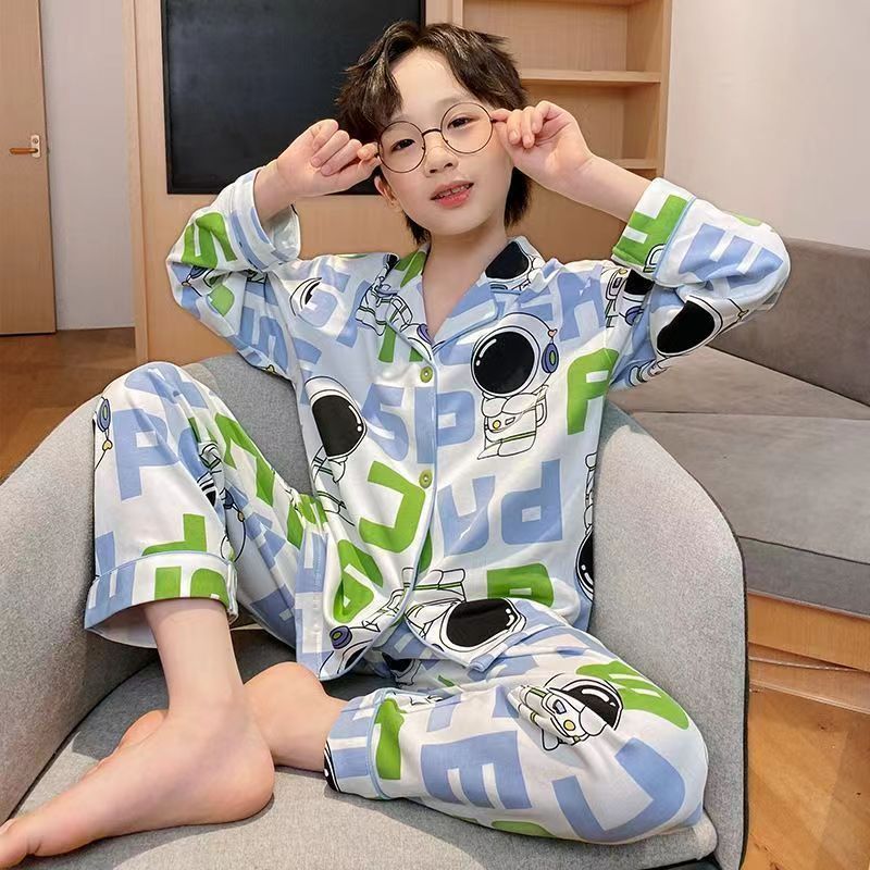 Bộ Đồ Ngủ Tay Dài Bằng Lụa Mỏng In Họa Tiết Hoạt Hình Dễ Thương Kích Thước 90-170cm Thời Trang Cho Nam Và Nữ
