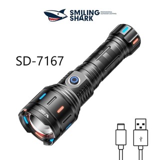 Đèn pin Smiling Shark SD7167 M77 8000LM Đèn khẩn cấp siêu sáng 26650 USB Đèn pin di động phát sáng có thể sạc lại với 5 chế độ Chiếu sáng cửa sổ bị hỏng chống nước ngoài trời