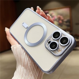 Ốp điện thoại sạc không dây mạ mờ sang trọng cho iPhone 15 14 13 12 11 Pro Max 14promax 15promax Plus Bảo vệ ống kính Vỏ trong suốt