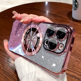 Ốp sạc không dây mạ lấp lánh sang trọng cho Iphone 15 Pro Max 14 13 12 11 promax Cover