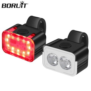 Boruit led xe đạp phía trước phía sau bộ type-c sạc xe đạp chống nước đèn pha đi xe đạp đèn hậu mtb phụ kiện xe đạp