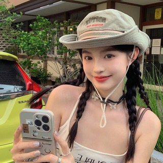 Rửa Cao Bồi Leo Núi Mũ Chống Nắng Mũ Xô Mũ Che Nắng 2024 Phong Cách Mới Nữ Mùa Hè Chống Tia Cực Tím Mặt
