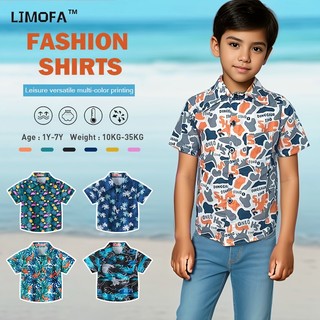 LJMOFA Áo Sơ Mi Cho Trẻ Em Đi Biển Họa Tiết Thời Trang Trẻ Em Mùa Hè Cho Bé Trai