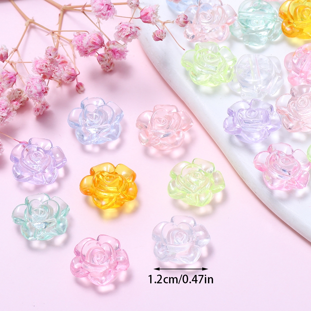 Bộ 50 Hạt Hoa Trong Suốt Hạt Acrylic Cho DIY Trang Sức Làm Phát Hiện