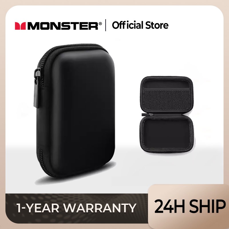 Monster Túi đựng tai nghe tinh tế 11 * 8 * 4 Vỏ tai nghe Phù hợp với hầu hết các loại tai nghe Túi đ